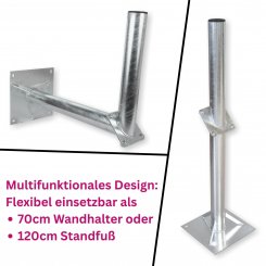 Wandhalter Stahl 75cm oder Standfuß 120cm mit 3 Streben 