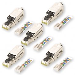5 Stück DIGITUS RJ45 Stecker, CAT 6A, geschirmt 