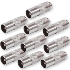 10 Stück Adapter F-Buchse-IEC-Stecker 