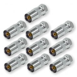 10 Stück Adapter F-Stecker-IEC-Buchse 