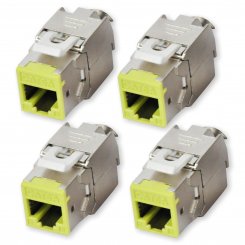 4 Stück Koscom Keystone Modul CAT 6A - hellgrün - RJ45 Buchse 