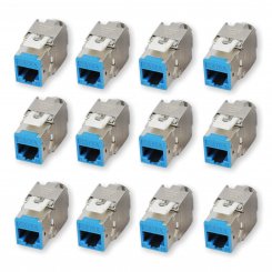 12 Stück Koscom Keystone Modul CAT 6A - blau - RJ45 Buchse 