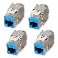 4 Stück Koscom Keystone Modul CAT 6A - blau - RJ45 Buchse 