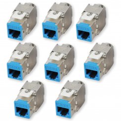 8 Stück Koscom Keystone Modul CAT 6A - blau - RJ45 Buchse 
