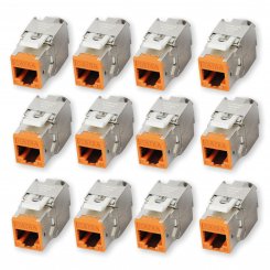 12 Stück Koscom Keystone Modul CAT 6A - orange - RJ45 Buchse 