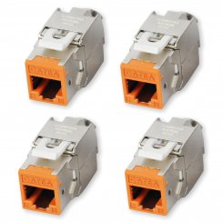 4 Stück Koscom Keystone Modul CAT 6A - orange - RJ45 Buchse 