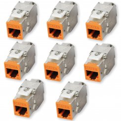 8 Stück Koscom Keystone Modul CAT 6A - orange - RJ45 Buchse 