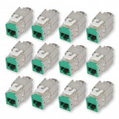 12 Stück Koscom Keystone Modul CAT 6A - dunkelgrün - RJ45 Buchse 