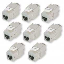 8 Stück Koscom Keystone Modul CAT 6A - grau - RJ45 Buchse 