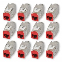 12 Stück Koscom Keystone Modul CAT 6A - rot - RJ45 Buchse 