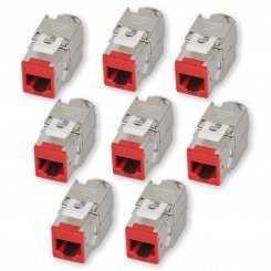 8 Stück Koscom Keystone Modul CAT 6A - rot - RJ45 Buchse 