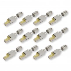 12 Stück Koscom Netzwerk Stecker, CAT 6A, RJ45, geschirmt 