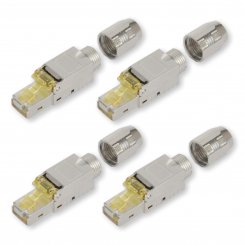 4 Stück Koscom Netzwerk Stecker, CAT 6A, RJ45, geschirmt 