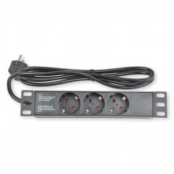 Steckdosenleiste 3-fach mit Alu Profil - 10" (254mm) 